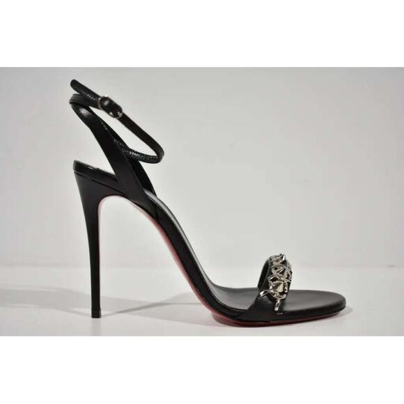 Christian Louboutin Loubigirl Chain 100 Black Ankle Strap Sandal Heel Pump 35.5 - Picture 2 of 12